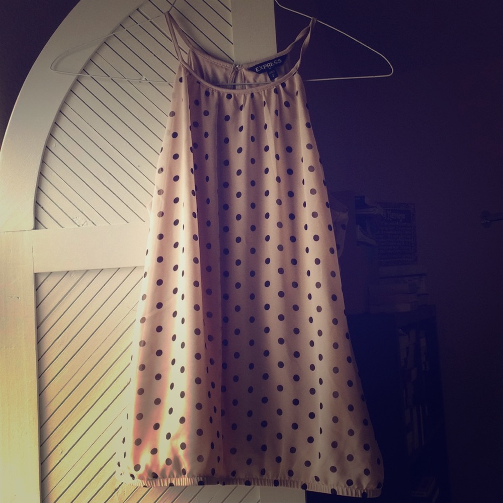 Express cream polka dot tank top.